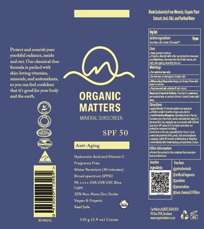 Label (Organic Matter Mineral Sunscreen   Label Design)